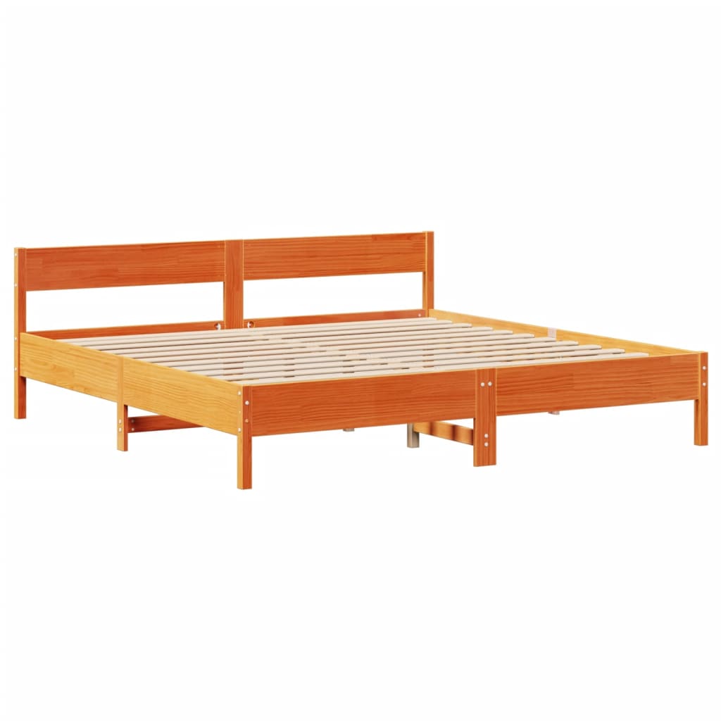 vidaXL Bed Frame without Mattress Wax Brown 200x200 cm Solid Wood Pine