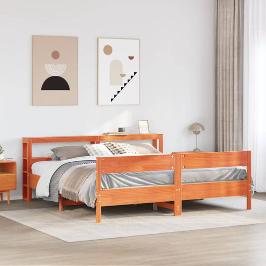 vidaXL Bed Frame without Mattress Wax Brown 200x200 cm Solid Wood Pine