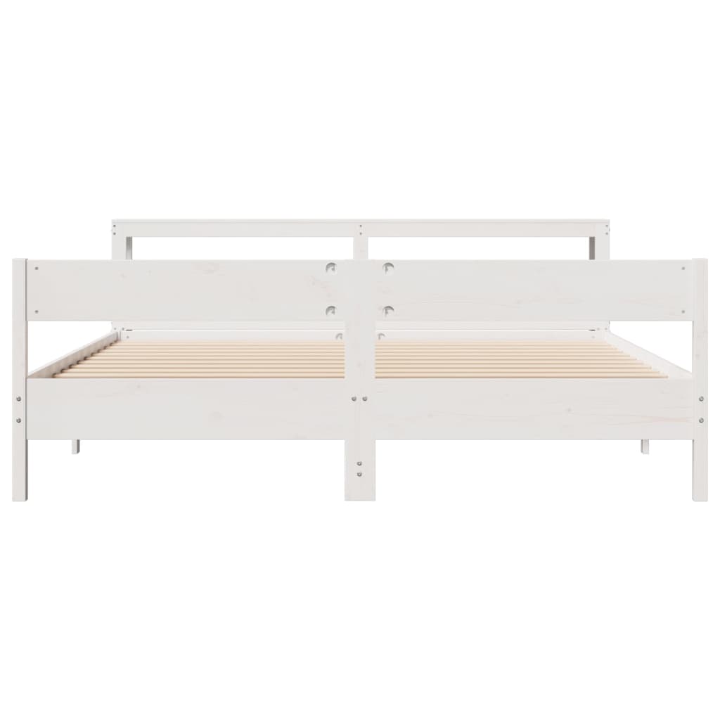 vidaXL Bed Frame without Mattress White 180x200 cm Super King Solid Wood Pine