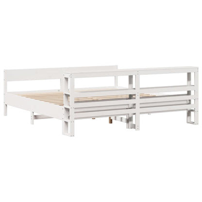 vidaXL Bed Frame without Mattress White 180x200 cm Super King Solid Wood Pine