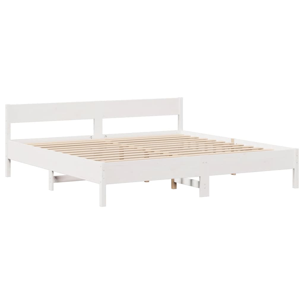 vidaXL Bed Frame without Mattress White 180x200 cm Super King Solid Wood Pine