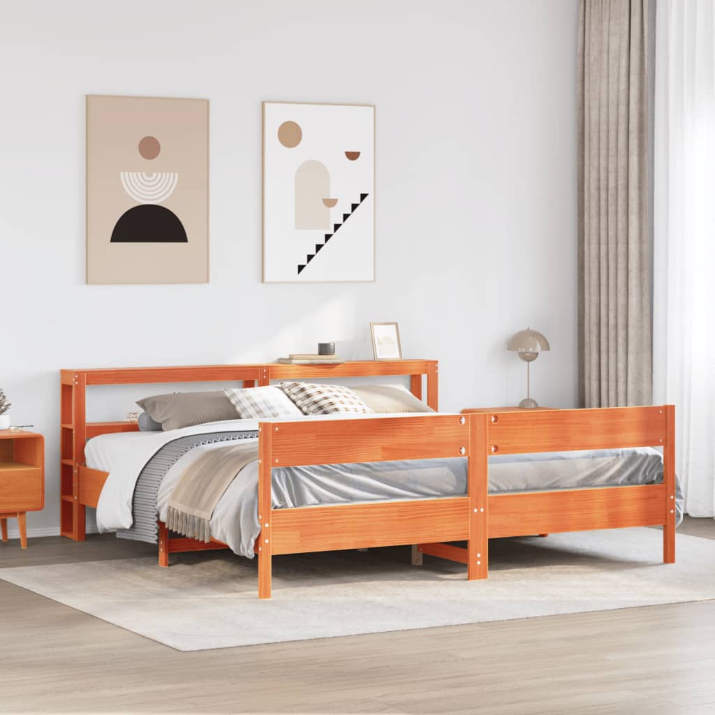 vidaXL Bed Frame without Mattress Wax Brown 180x200 cm Super King Solid Wood Pine