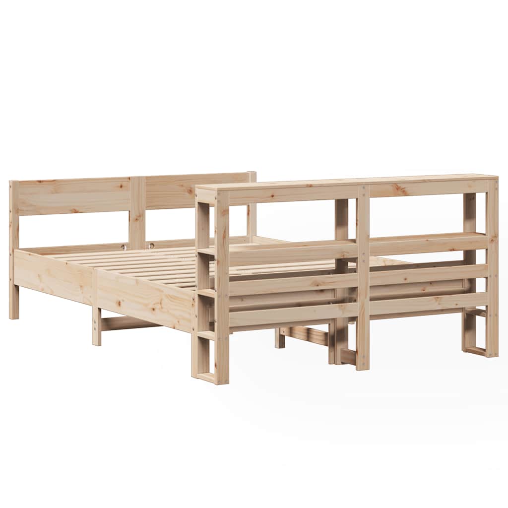 vidaXL Bed Frame without Mattress 150x200 cm King Size Solid Wood Pine