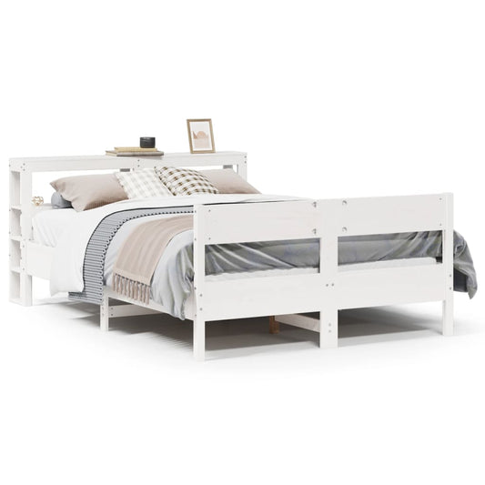 vidaXL Bed Frame without Mattress White 150x200 cm King Size Solid Wood Pine