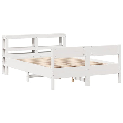vidaXL Bed Frame without Mattress White 150x200 cm King Size Solid Wood Pine