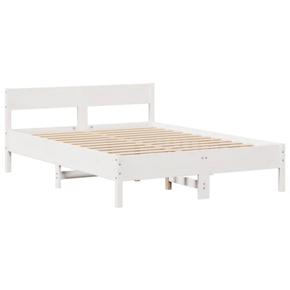 vidaXL Bed Frame without Mattress White 150x200 cm King Size Solid Wood Pine