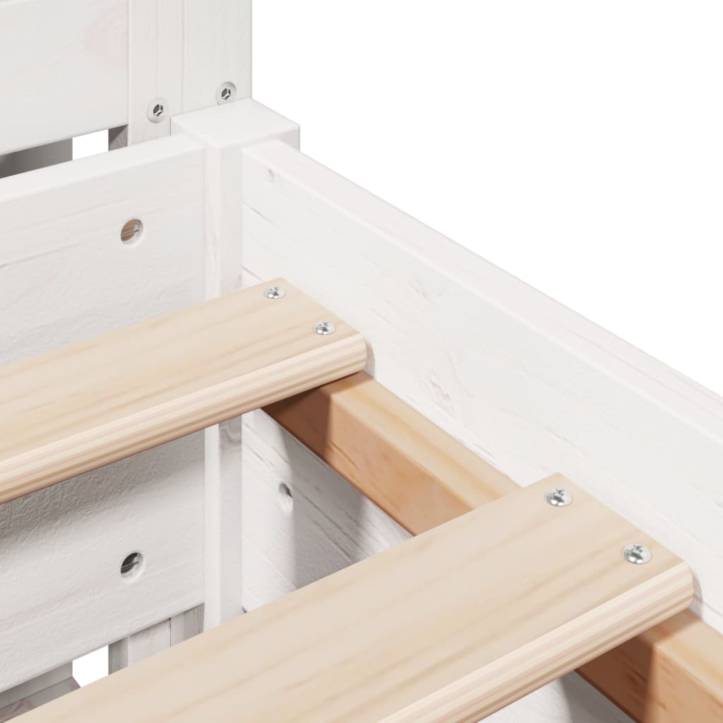 vidaXL Bed Frame without Mattress White 150x200 cm King Size Solid Wood Pine