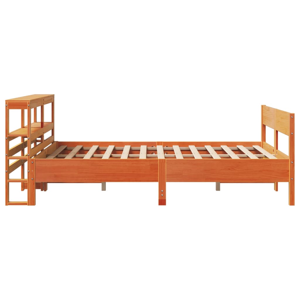 vidaXL Bed Frame without Mattress Wax Brown 150x200 cm King Size Solid Wood Pine