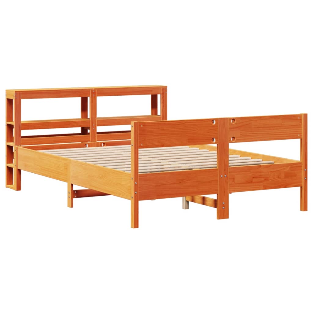 vidaXL Bed Frame without Mattress Wax Brown 140x200 cm Solid Wood Pine