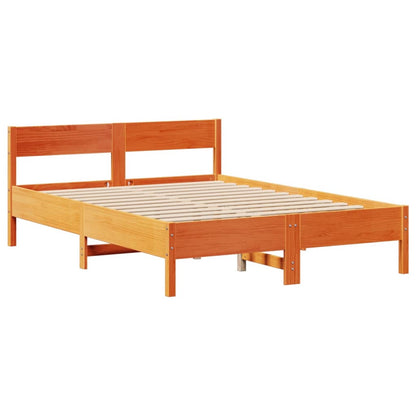 vidaXL Bed Frame without Mattress Wax Brown 140x200 cm Solid Wood Pine