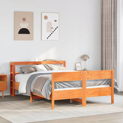 vidaXL Bed Frame without Mattress Wax Brown 140x200 cm Solid Wood Pine