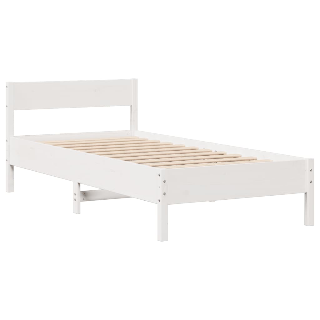 vidaXL Bed Frame without Mattress White 90x200 cm Solid Wood Pine
