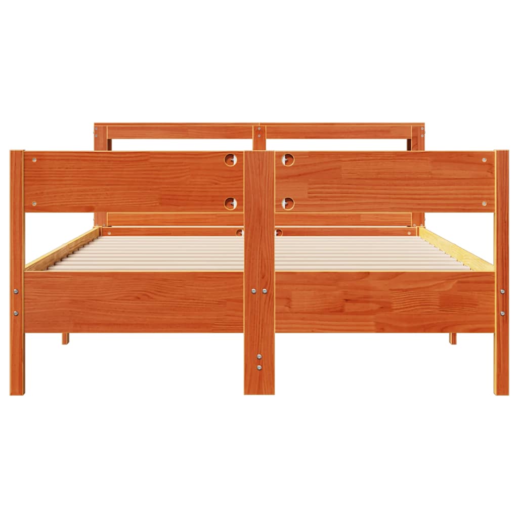 vidaXL Bed Frame without Mattress Wax Brown 140x190 cm Solid Wood Pine