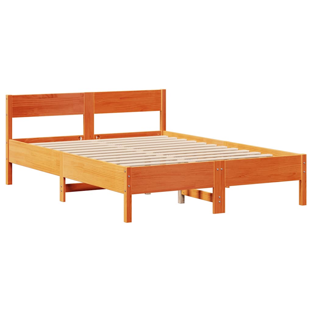 vidaXL Bed Frame without Mattress Wax Brown 140x190 cm Solid Wood Pine