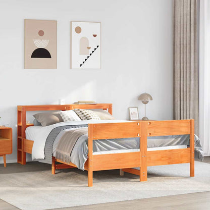 vidaXL Bed Frame without Mattress Wax Brown 140x190 cm Solid Wood Pine