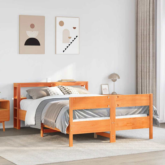 vidaXL Bed Frame without Mattress Wax Brown 140x190 cm Solid Wood Pine