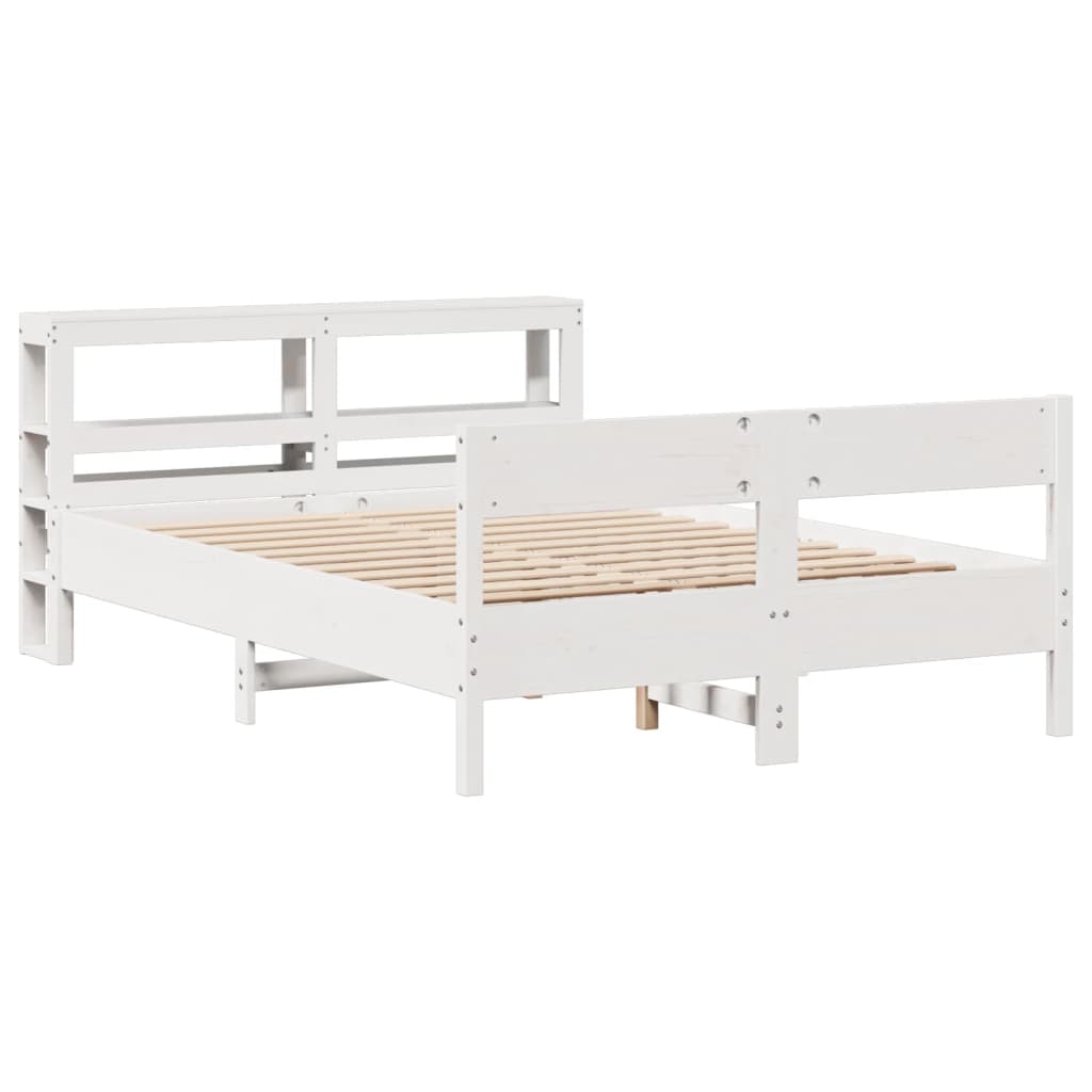 vidaXL Bed Frame without Mattress White 135x190 cm Double Solid Wood Pine