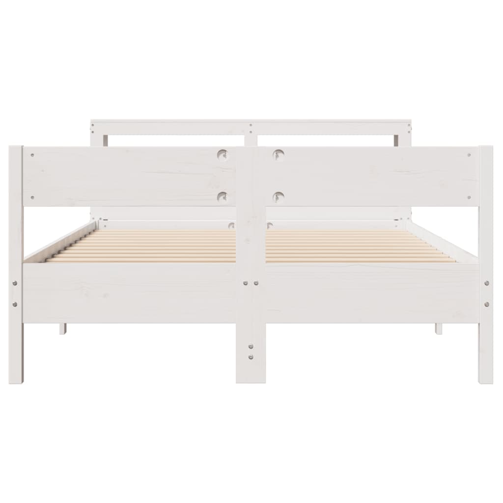 vidaXL Bed Frame without Mattress White 135x190 cm Double Solid Wood Pine