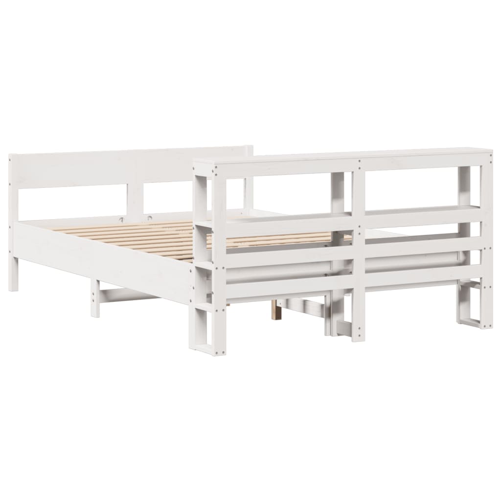 vidaXL Bed Frame without Mattress White 135x190 cm Double Solid Wood Pine