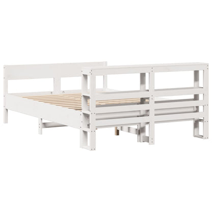 vidaXL Bed Frame without Mattress White 135x190 cm Double Solid Wood Pine
