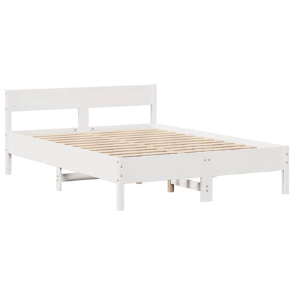 vidaXL Bed Frame without Mattress White 135x190 cm Double Solid Wood Pine