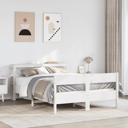 vidaXL Bed Frame without Mattress White 135x190 cm Double Solid Wood Pine