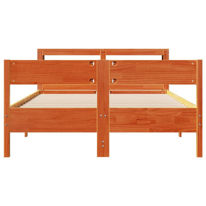 vidaXL Bed Frame without Mattress Wax Brown 135x190 cm Double Solid Wood Pine