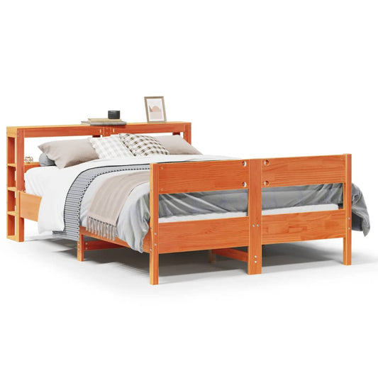 vidaXL Bed Frame without Mattress Wax Brown 120x190 cm Small Double Solid Wood Pine