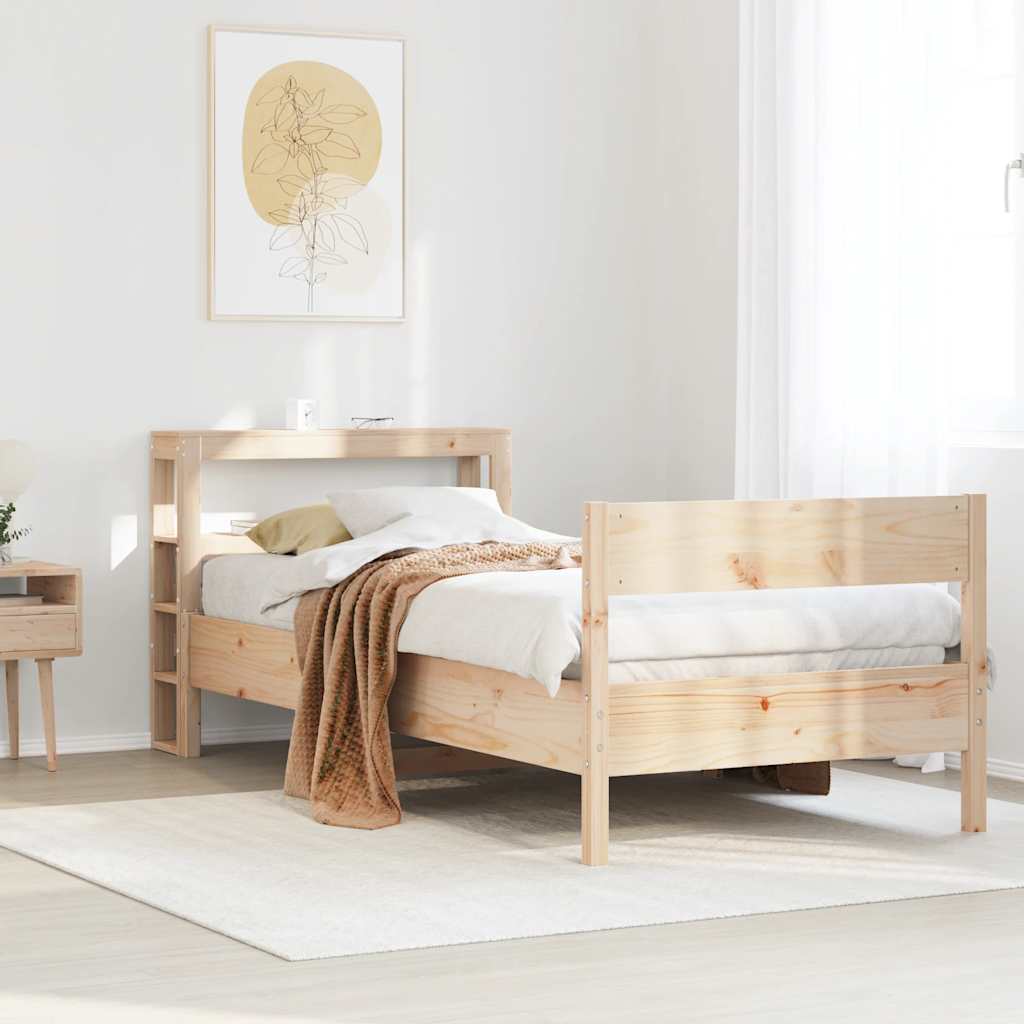 vidaXL Bed Frame without Mattress 75x190 cm Small Single Solid Wood Pine