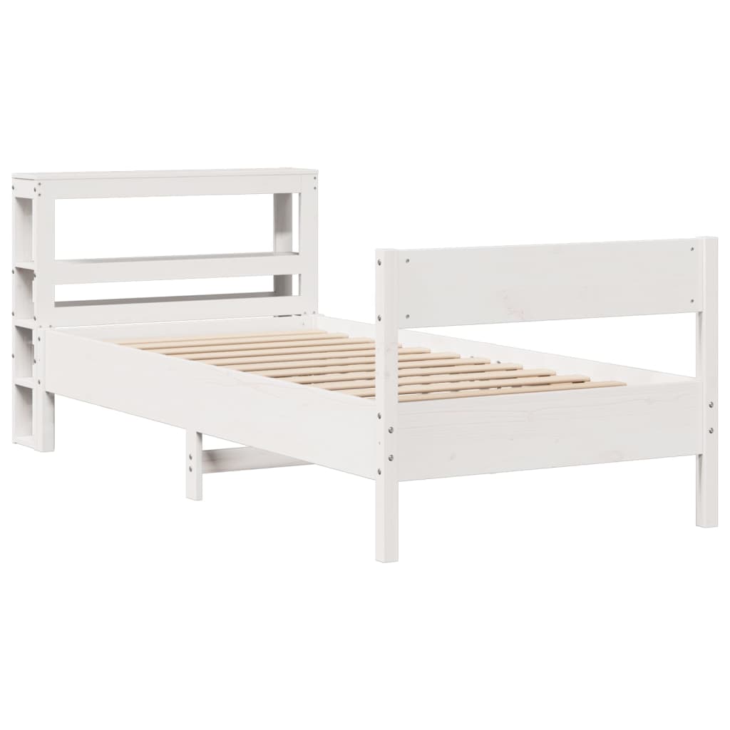 vidaXL Bed Frame without Mattress White 75x190 cm Small Single Solid Wood Pine
