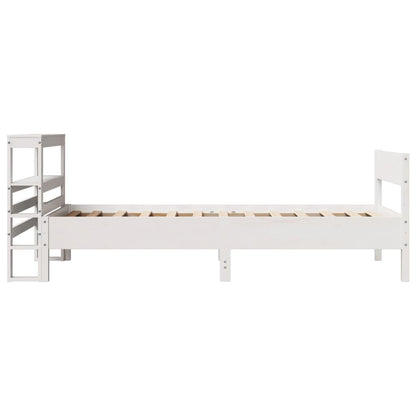 vidaXL Bed Frame without Mattress White 75x190 cm Small Single Solid Wood Pine