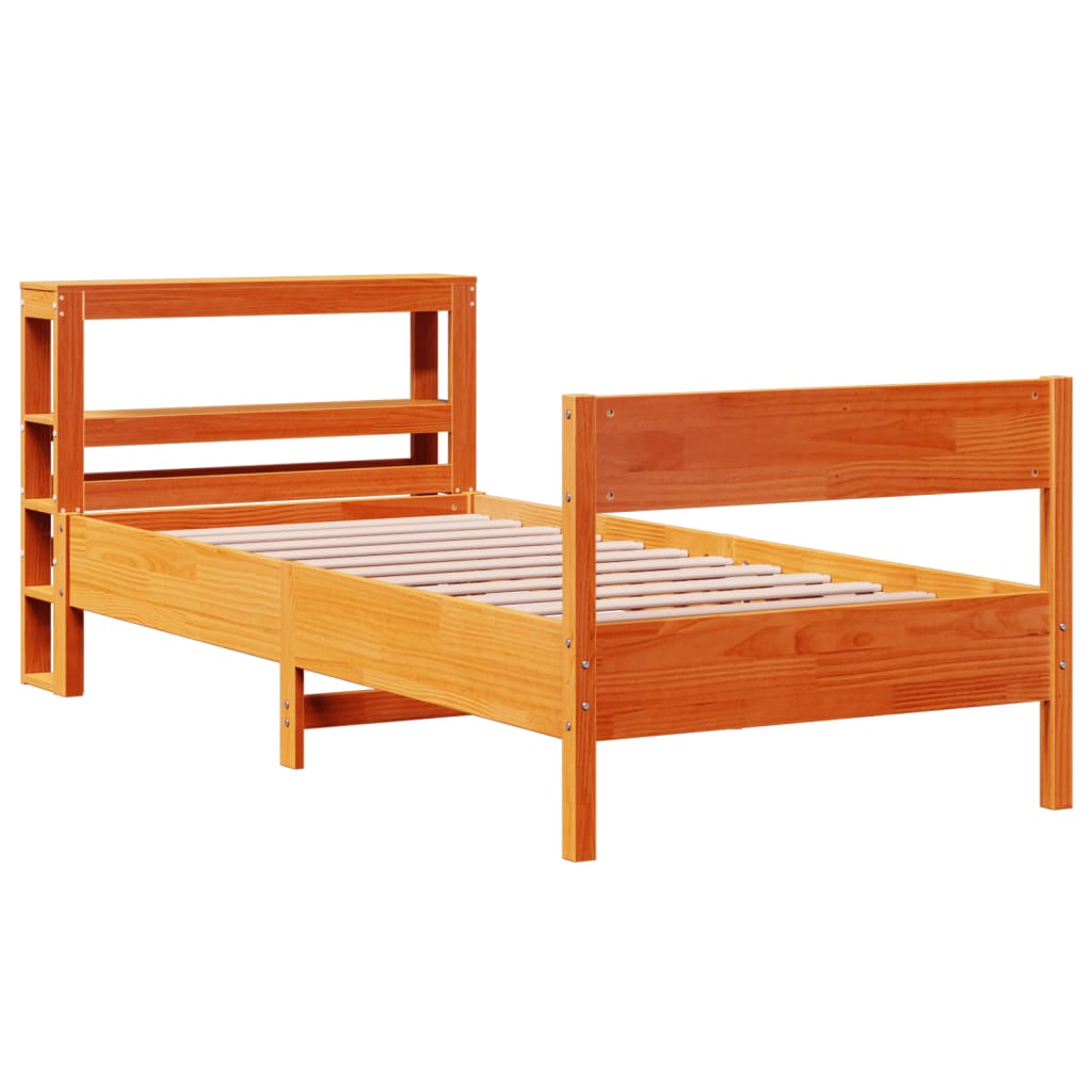 vidaXL Bed Frame without Mattress Wax Brown 75x190 cm Small Single Solid Wood Pine