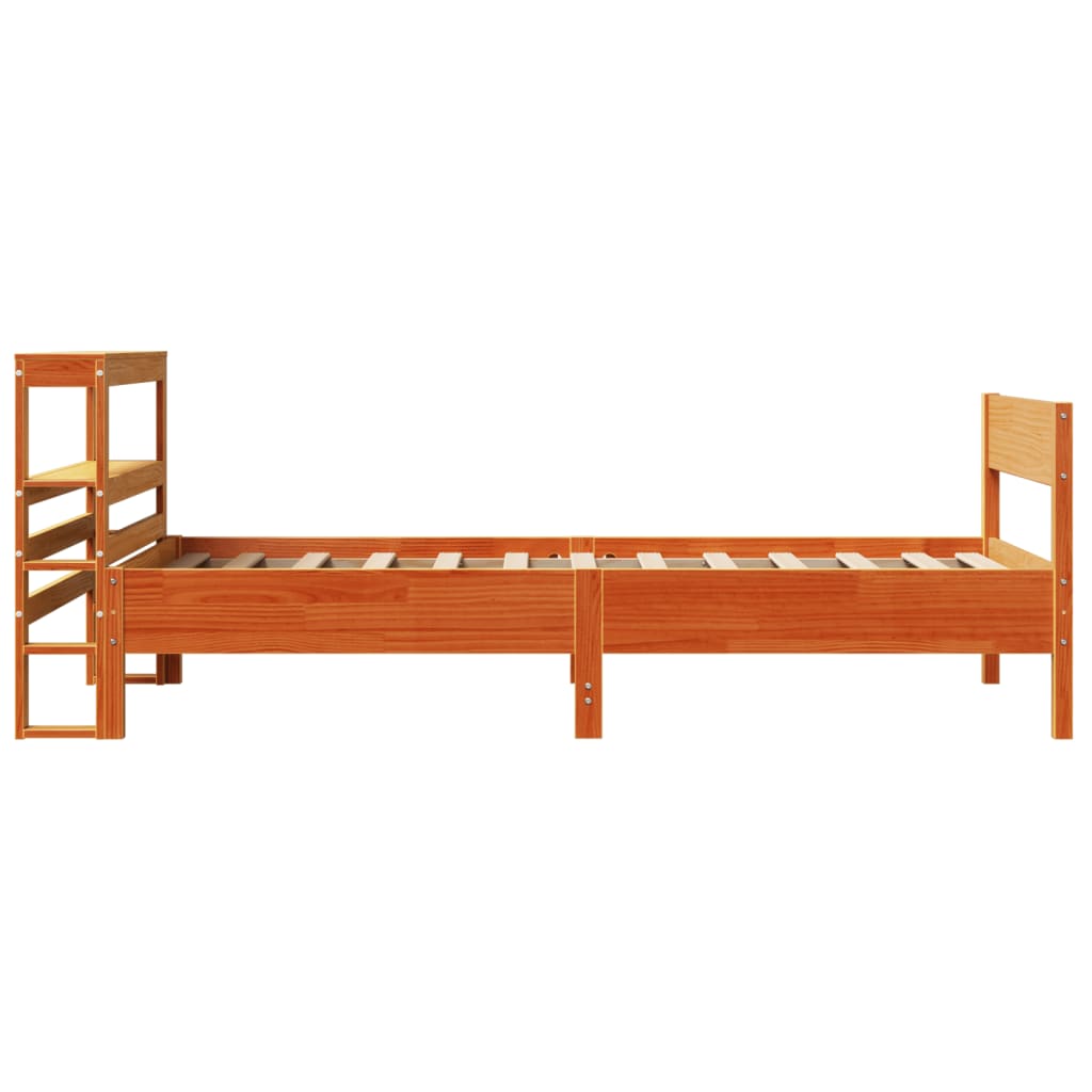 vidaXL Bed Frame without Mattress Wax Brown 75x190 cm Small Single Solid Wood Pine