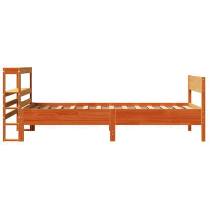 vidaXL Bed Frame without Mattress Wax Brown 75x190 cm Small Single Solid Wood Pine