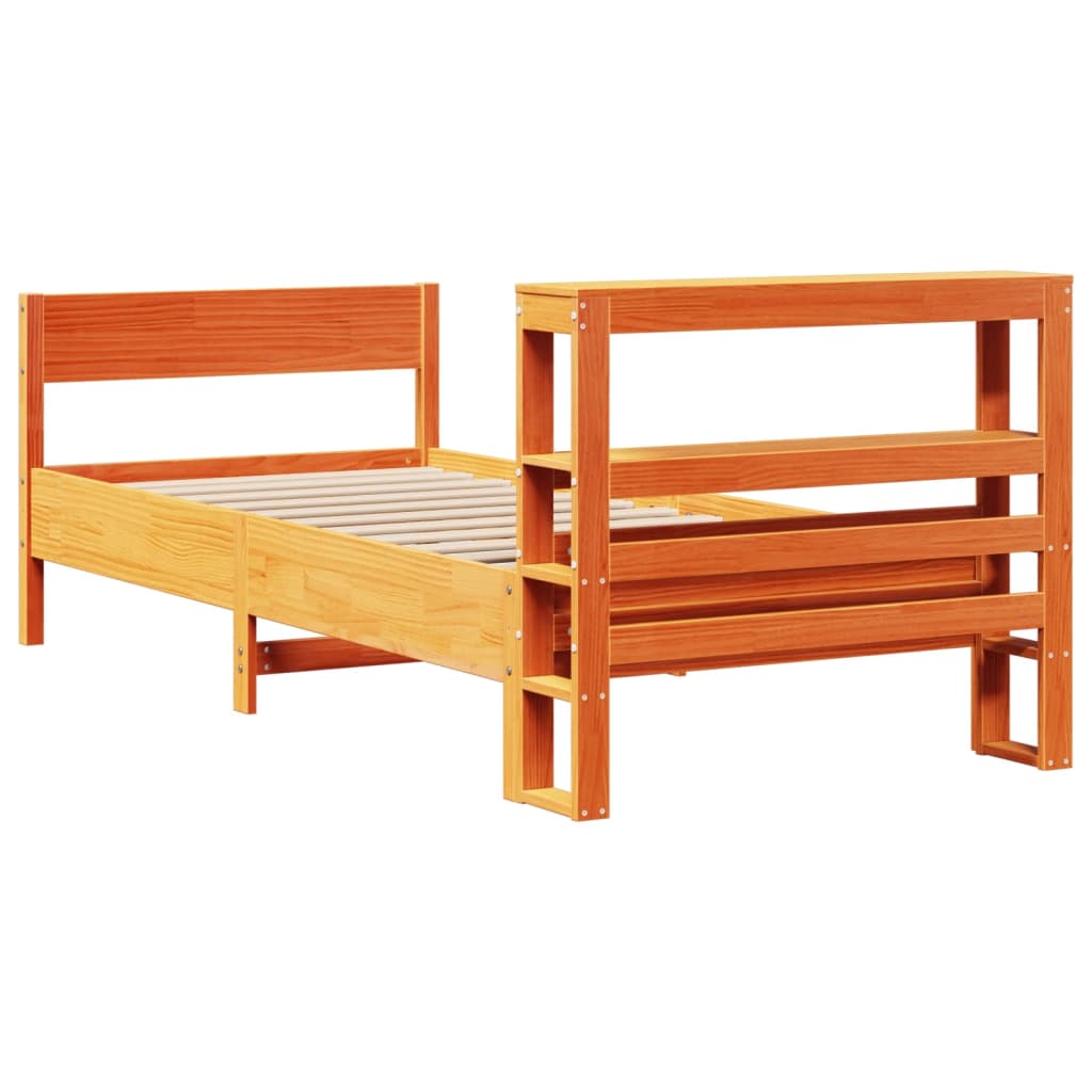 vidaXL Bed Frame without Mattress Wax Brown 75x190 cm Small Single Solid Wood Pine