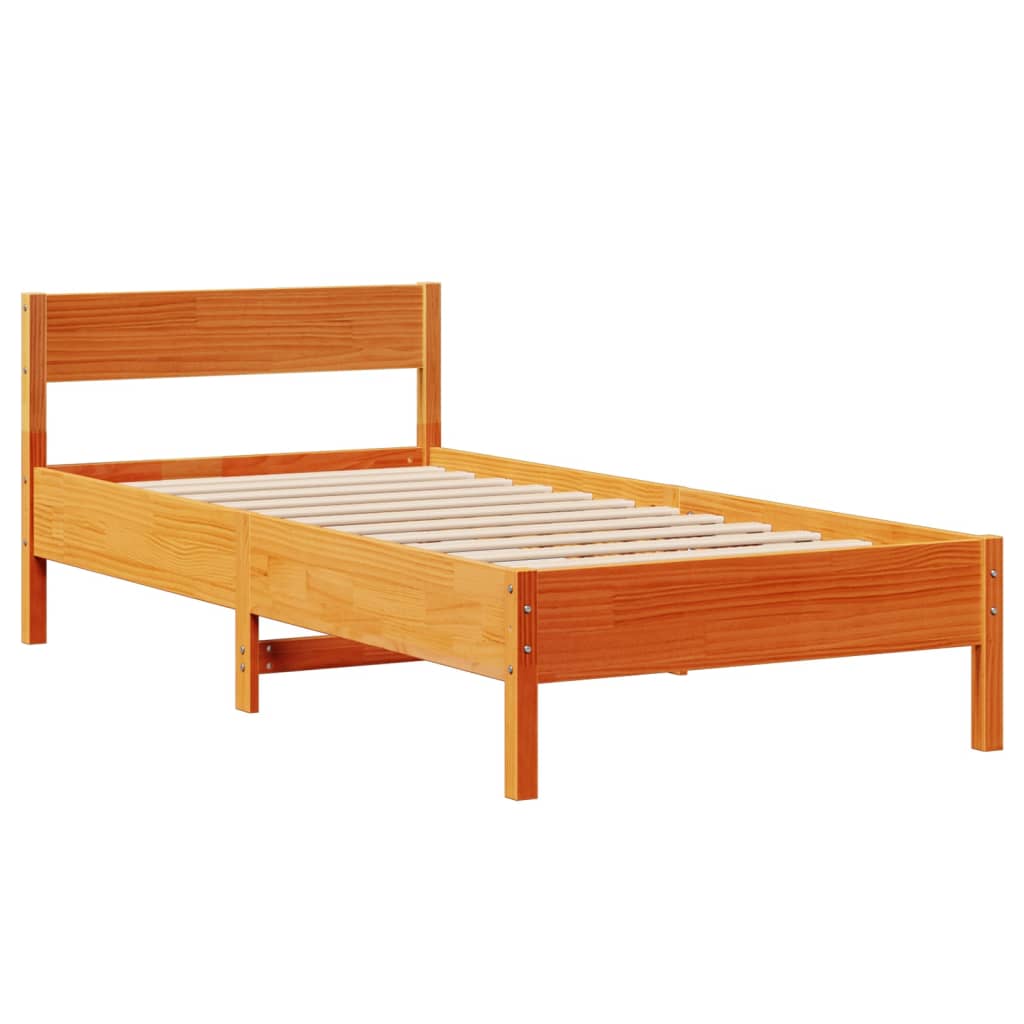 vidaXL Bed Frame without Mattress Wax Brown 75x190 cm Small Single Solid Wood Pine