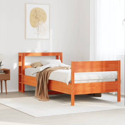 vidaXL Bed Frame without Mattress Wax Brown 75x190 cm Small Single Solid Wood Pine