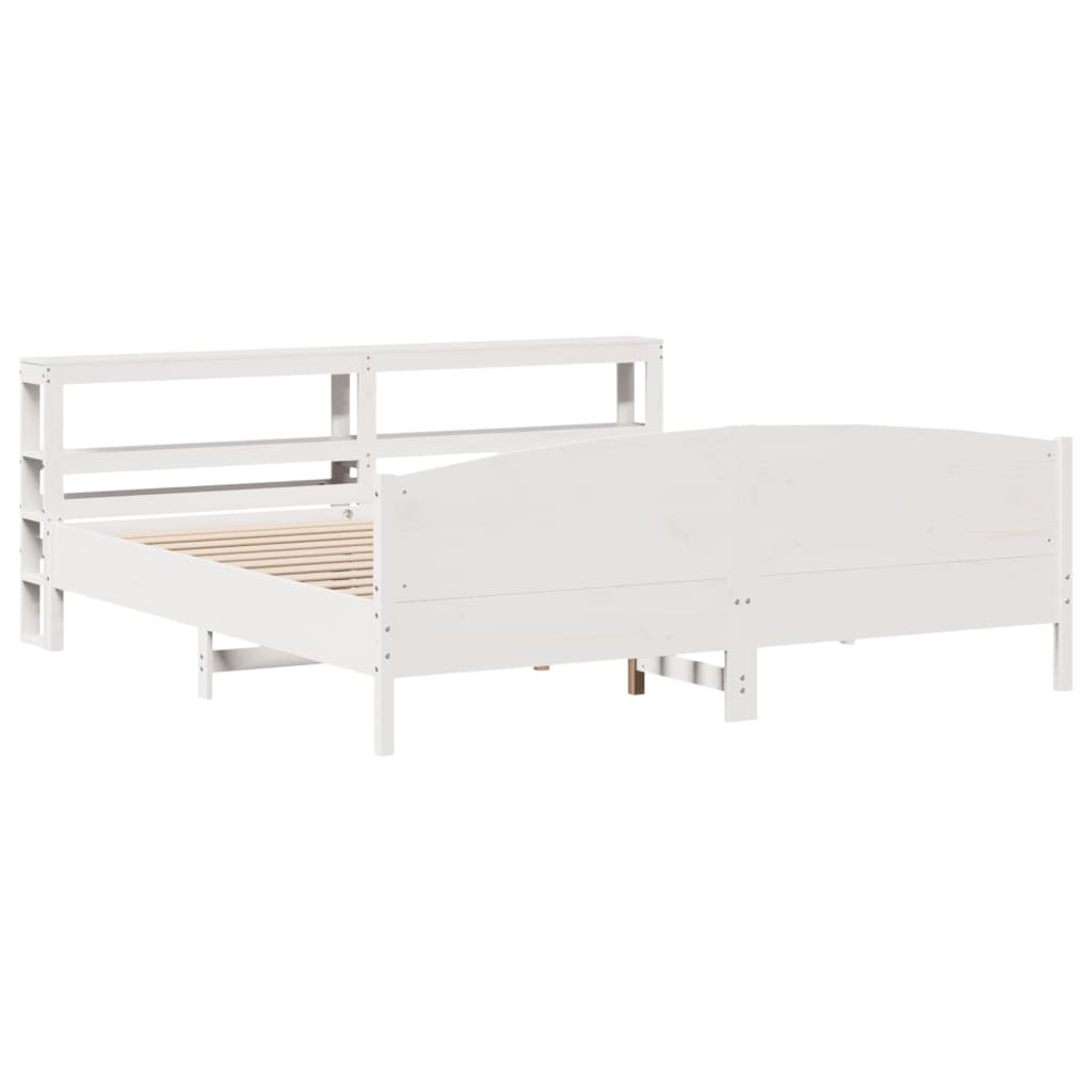 vidaXL Bed Frame without Mattress White 200x200 cm Solid Wood Pine
