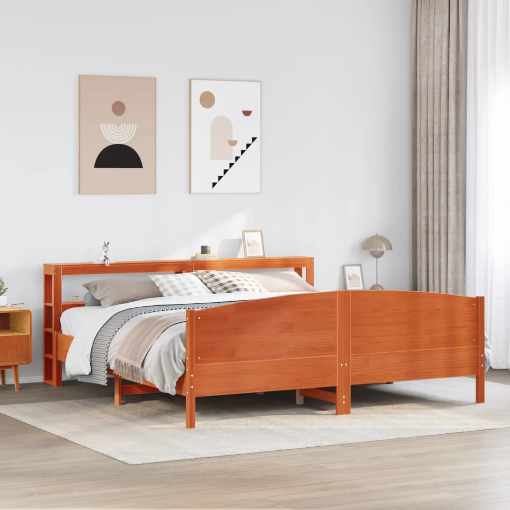 vidaXL Bed Frame without Mattress Wax Brown 200x200 cm Solid Wood Pine