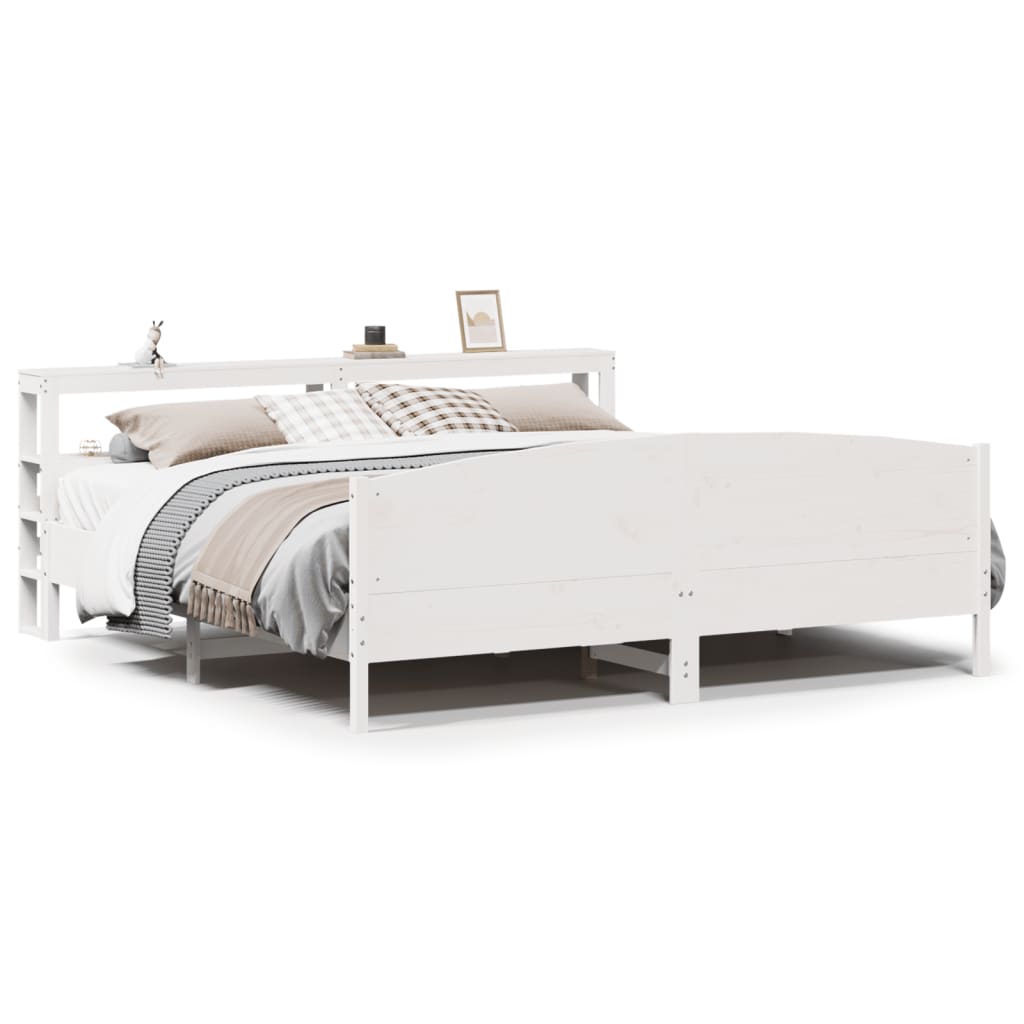 vidaXL Bed Frame without Mattress White 180x200 cm Super King Solid Wood Pine