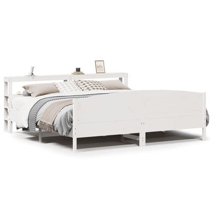 vidaXL Bed Frame without Mattress White 180x200 cm Super King Solid Wood Pine