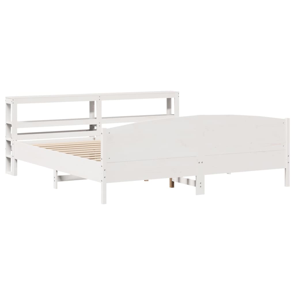vidaXL Bed Frame without Mattress White 180x200 cm Super King Solid Wood Pine