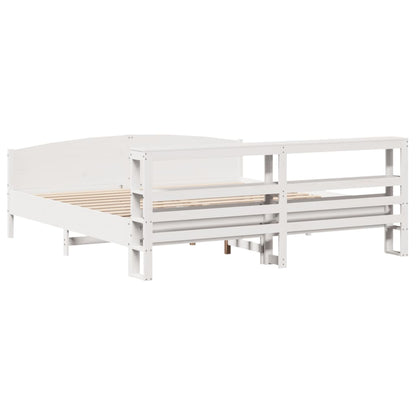 vidaXL Bed Frame without Mattress White 180x200 cm Super King Solid Wood Pine
