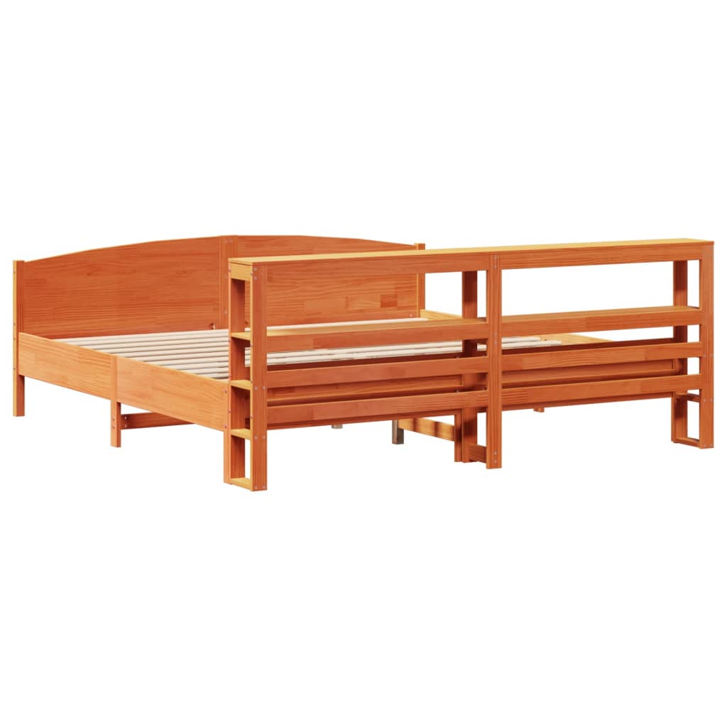 vidaXL Bed Frame without Mattress Wax Brown 180x200 cm Super King Solid Wood Pine