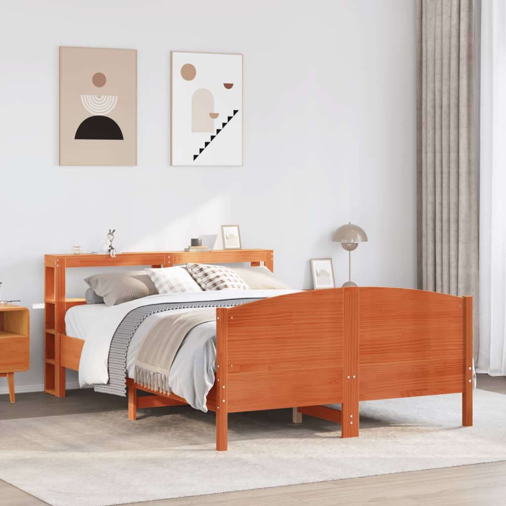 vidaXL Bed Frame without Mattress Wax Brown 160x200 cm Solid Wood Pine