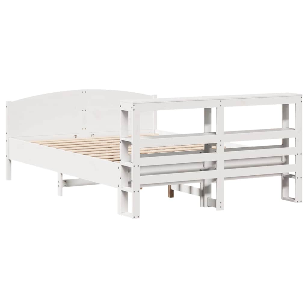 vidaXL Bed Frame without Mattress White 150x200 cm King Size Solid Wood Pine