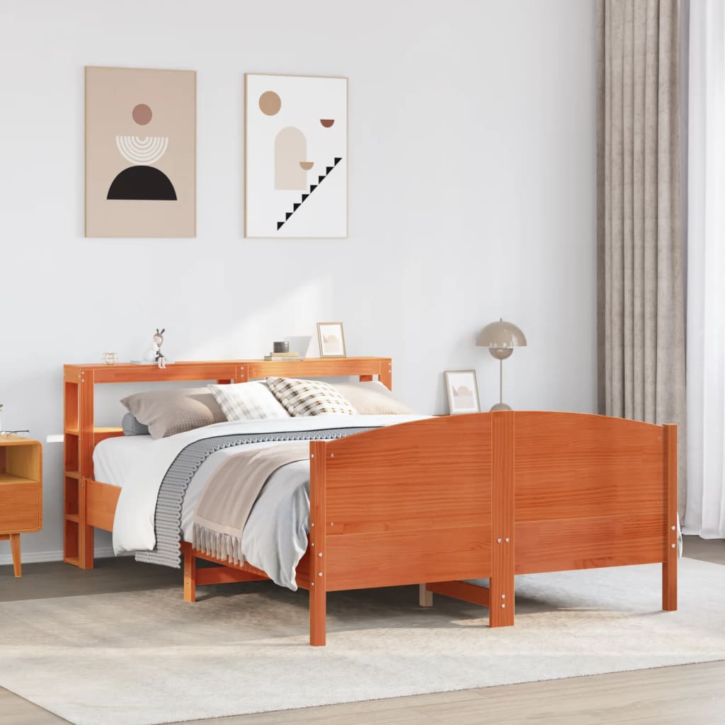 vidaXL Bed Frame without Mattress Wax Brown 120x200 cm Solid Wood Pine