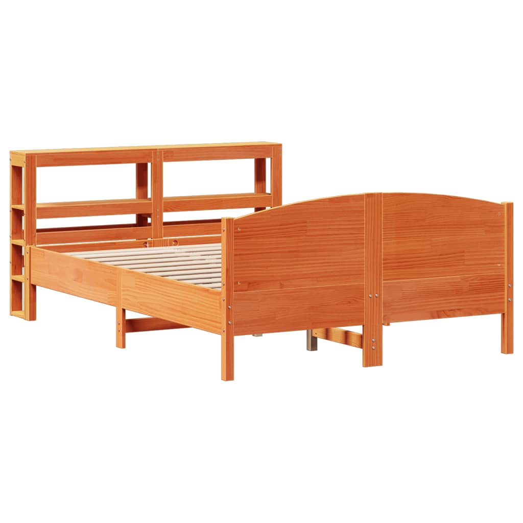 vidaXL Bed Frame without Mattress Wax Brown 120x190 cm Small Double Solid Wood Pine