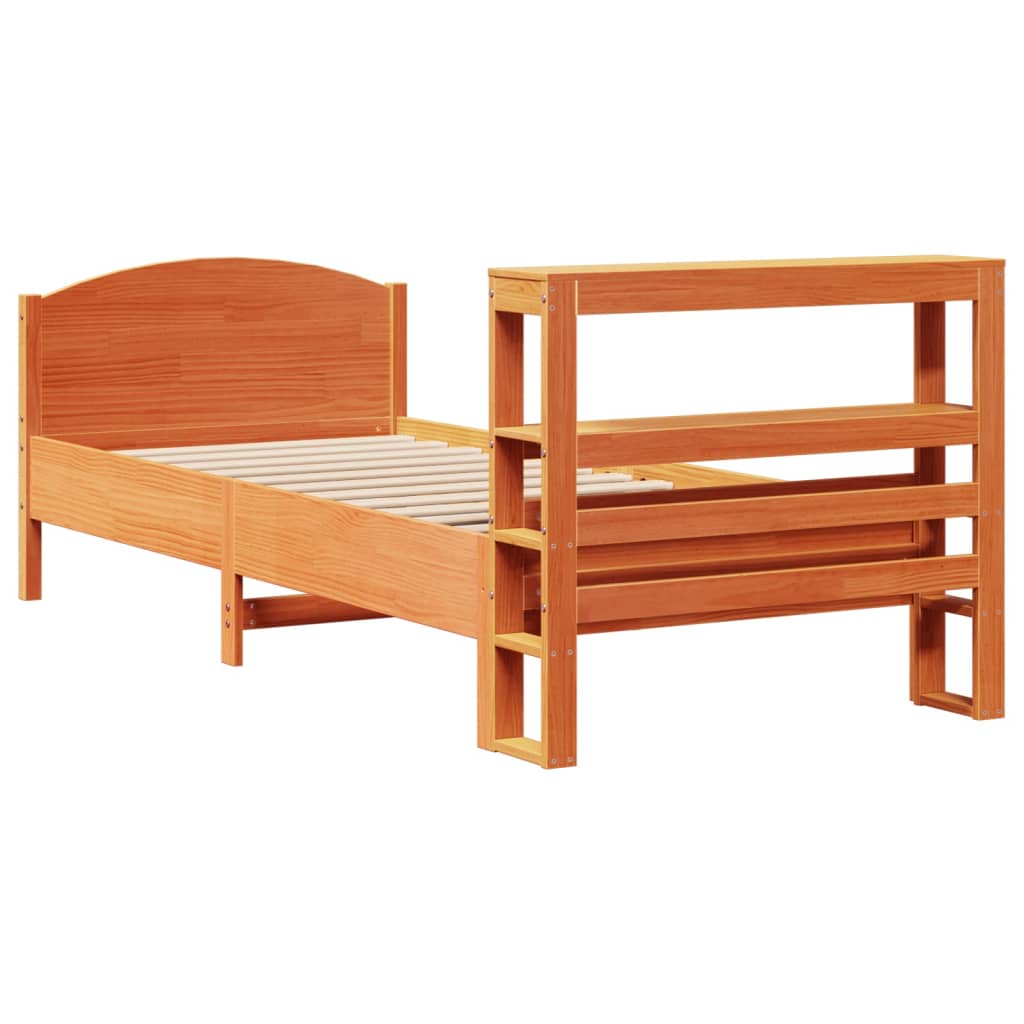 vidaXL Bed Frame without Mattress Wax Brown 100x200 cm Solid Wood Pine