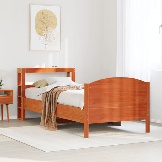 vidaXL Bed Frame without Mattress Wax Brown 75x190 cm Small Single Solid Wood Pine